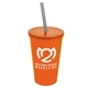 a orange cup & translucent orange lid & smoke straw 22 oz single - wall snap on tumbler with lid and straw