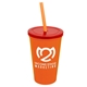 a orange cup & translucent red lid & translucent orange straw 22 oz single - wall snap on tumbler with lid and straw