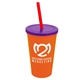 a orange cup & translucent violet lid & translucent red straw 22 oz single - wall snap on tumbler with lid and straw