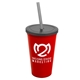 a red cup & smoke lid & smoke straw 22 oz single - wall snap on tumbler with lid and straw