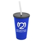 a royal blue cup & smoke lid & frost straw 22 oz single - wall snap on tumbler with lid and straw