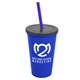 a royal blue cup & smoke lid & translucent blue straw 22 oz single - wall snap on tumbler with lid and straw