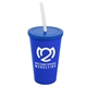a royal blue cup & translucent blue lid & frost straw 22 oz single - wall snap on tumbler with lid and straw