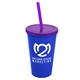 a royal blue cup & translucent violet lid & translucent violet straw 22 oz single - wall snap on tumbler with lid and straw