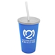 a translucent blue cup & frost lid & frost straw 22 oz single - wall snap on tumbler with lid and straw