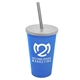 a translucent blue cup & frost lid & smoke straw 22 oz single - wall snap on tumbler with lid and straw