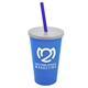 a translucent blue cup & frost lid & translucent blue straw 22 oz single - wall snap on tumbler with lid and straw