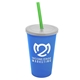 a translucent blue cup & frost lid & translucent green straw 22 oz single - wall snap on tumbler with lid and straw