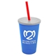 a translucent blue cup & frost lid & translucent red straw 22 oz single - wall snap on tumbler with lid and straw