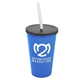 a translucent blue cup & smoke lid & frost straw 22 oz single - wall snap on tumbler with lid and straw