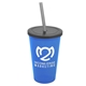a translucent blue cup & smoke lid & smoke straw 22 oz single - wall snap on tumbler with lid and straw