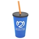a translucent blue cup & smoke lid & translucent orange straw 22 oz single - wall snap on tumbler with lid and straw