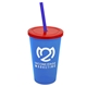 a translucent blue cup & translucent red lid & translucent blue straw 22 oz single - wall snap on tumbler with lid and straw