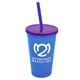 a translucent blue cup & translucent violet lid & translucent blue straw 22 oz single - wall snap on tumbler with lid and straw