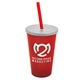 a translucent red cup & frost lid & translucent red straw 22 oz single - wall snap on tumbler with lid and straw