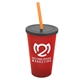 a translucent red cup & smoke lid & translucent orange straw 22 oz single - wall snap on tumbler with lid and straw