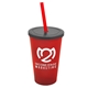 a translucent red cup & smoke lid & translucent red straw 22 oz single - wall snap on tumbler with lid and straw