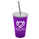 a translucent violet cup & frost lid & smoke straw 22 oz single - wall snap on tumbler with lid and straw