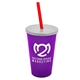 a translucent violet cup & frost lid & translucent red straw 22 oz single - wall snap on tumbler with lid and straw