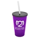 a translucent violet cup & smoke lid & frost straw 22 oz single - wall snap on tumbler with lid and straw