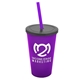 a translucent violet cup & smoke lid & translucent violet straw 22 oz single - wall snap on tumbler with lid and straw