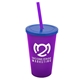a translucent violet cup & translucent blue lid & translucent violet straw 22 oz single - wall snap on tumbler with lid and straw