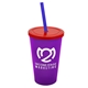 a translucent violet cup & translucent red lid & translucent blue straw 22 oz single - wall snap on tumbler with lid and straw