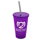 a translucent violet cup & translucent violet lid & smoke straw 22 oz single - wall snap on tumbler with lid and straw