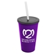 a violet cup & smoke lid & frost straw 22 oz single - wall snap on tumbler with lid and straw