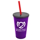 a violet cup & smoke lid & translucent red straw 22 oz single - wall snap on tumbler with lid and straw