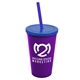 a violet cup & translucent blue lid & translucent blue straw 22 oz single - wall snap on tumbler with lid and straw