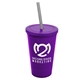 a violet cup & translucent violet lid & smoke straw 22 oz single - wall snap on tumbler with lid and straw