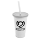 a white cup & frost lid & frost straw 22 oz single - wall snap on tumbler with lid and straw