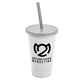 a white cup & frost lid & smoke straw 22 oz single - wall snap on tumbler with lid and straw