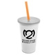a white cup & frost lid & translucent orange straw 22 oz single - wall snap on tumbler with lid and straw
