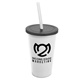 a white cup & smoke lid & frost straw 22 oz single - wall snap on tumbler with lid and straw