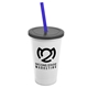 a white cup & smoke lid & translucent blue straw 22 oz single - wall snap on tumbler with lid and straw