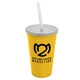 a yellow cup & frost lid & frost straw 22 oz single - wall snap on tumbler with lid and straw