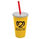 a yellow cup & frost lid & translucent red straw 22 oz single - wall snap on tumbler with lid and straw