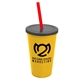 a yellow cup & smoke lid & translucent red straw 22 oz single - wall snap on tumbler with lid and straw