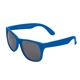 aerial view a blue single tone matte plastic sunglasses, image 1 of 4