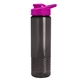 aerial view a smoke bottle & hot pink lid 24 oz slim fit halcyon water bottles with drink - thru lid, image 1 of 3