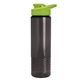 aerial view a smoke bottle & lime green lid 24 oz slim fit halcyon water bottles with drink - thru lid, image 1 of 3