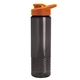 aerial view a smoke bottle & orange lid 24 oz slim fit halcyon water bottles with drink - thru lid, image 1 of 3
