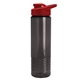 aerial view a smoke bottle & red lid 24 oz slim fit halcyon water bottles with drink - thru lid, image 1 of 3