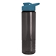 aerial view a smoke bottle & steel blue lid 24 oz slim fit halcyon water bottles with drink - thru lid, image 1 of 3