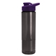 aerial view a smoke bottle & violet lid 24 oz slim fit halcyon water bottles with drink - thru lid, image 1 of 3