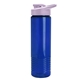 aerial view a translucent blue bottle & lilac lid 24 oz slim fit halcyon water bottles with drink - thru lid, image 1 of 3
