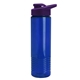 aerial view a translucent blue bottle & violet lid 24 oz slim fit halcyon water bottles with drink - thru lid, image 1 of 3