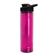 aerial view a translucent fuschia bottle & black lid 24 oz slim fit halcyon water bottles with drink - thru lid, image 1 of 3